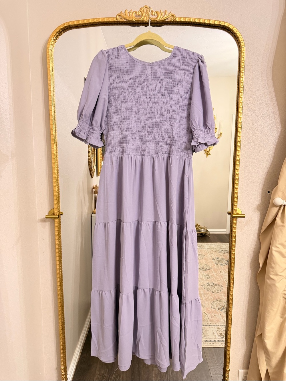 Lavender Maxi Dress with Smocked Bodice